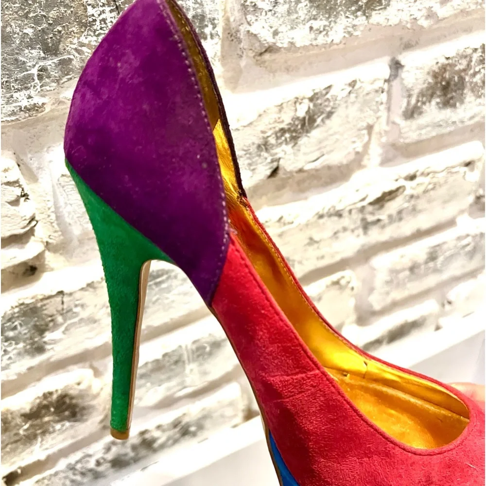 Charles David Velvet Multi-colored Heel Pumps. Size 8.5 EUC - Picture 3 of 8